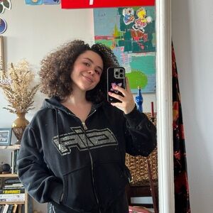 Black I.AM.GIA Hoodie with Rhinestone Logo